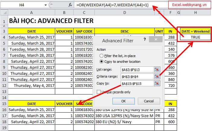 Cách lọc dữ liệu bằng advanced filter không quá khó với người dùng