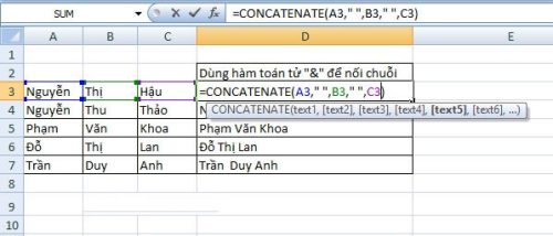 Cách nối ký tự trong Excel với hàm CONCAT và TEXTJOIN