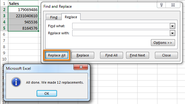 Tính năng Find & Replace hỗ trợ xoá khoảng trắng thừa trong Excel hiệu quả