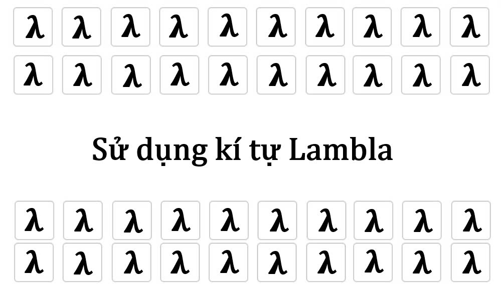 Sử dụng kí tự Lambla