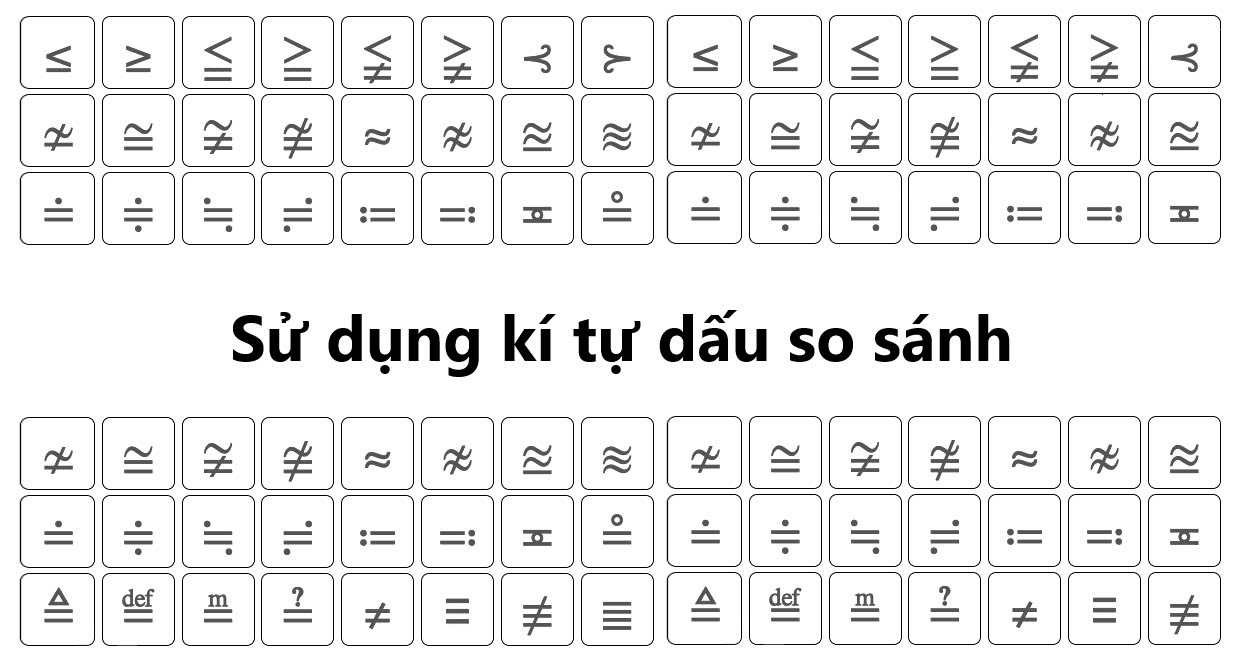 Sử dụng kí tự dấu so sánh